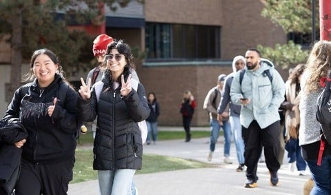 students walking
