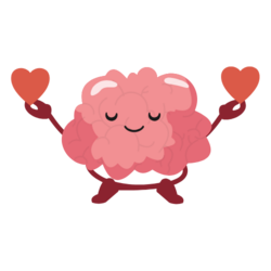 brain holding cute hearts