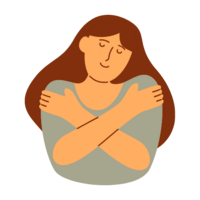 girl hugging herself