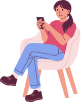 Girl sitting and looking at her phone