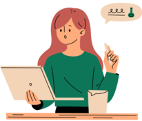 Woman holding a laptop and chalk