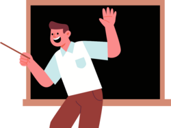 Man standing in front of a chalkboard