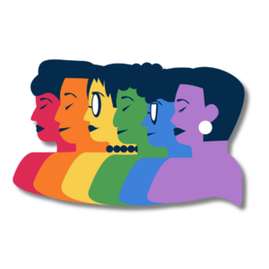 people in rainbow skintone
