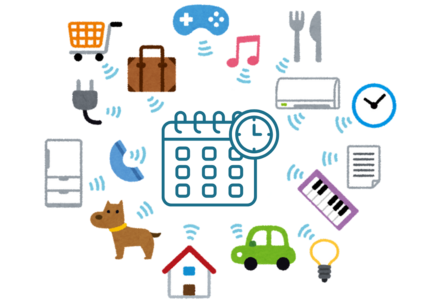 A variety of different hobbies and things scattered around a calendar with a clock.