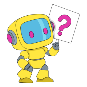 illustration of a yellow robot holding a question mark sign
