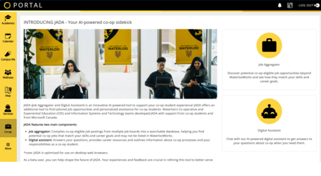 screen capture of JADA from the Portal application