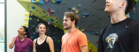 Student rock climbing