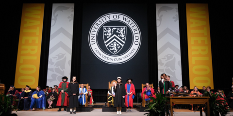 3 girls standing on the convocation stage