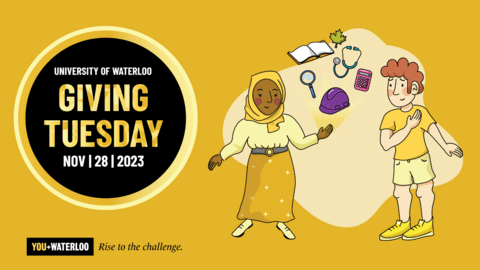 "Giving Tuesday, November 28. 2023" with an illustration of students