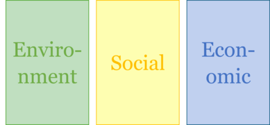 Environment Social and Economic in 3 separate boxes