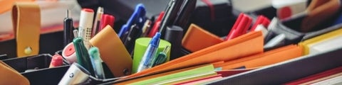 Close-up of office supplies
