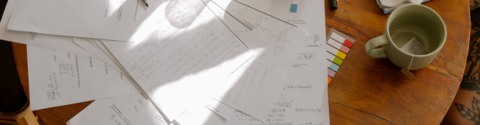 Papers scattered on a desk