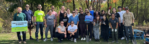 Staff and student volunteers at Healing Forest planting event