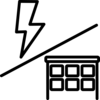 Lighting bolt over building line icon