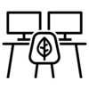 Desk with leaf line icon