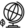 Globe with leaf line icon