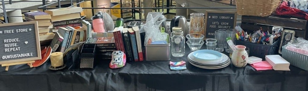 Free Store Pop-Up Table with donated items