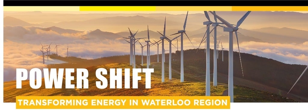 Power Shift - Transforming energy in Waterloo Region - header image with windmills in background