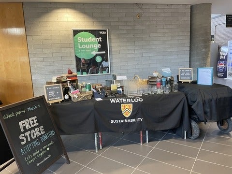 Free Store Pop-Up Table with donated items
