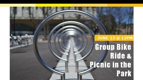 Bike racks that shows June 13 Group Bike Ride and Picnic in the Park