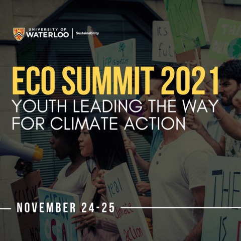 An image with a picture of young people behind the text that says "Eco Summit 2021: Youth leading the Way for Climate Action".