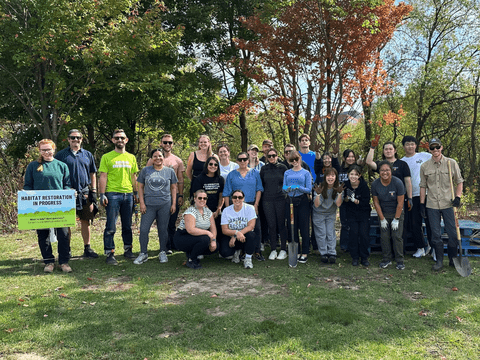 Volunteers at tree planting event in Healing Forest