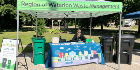 Waste Management booth setup on campus