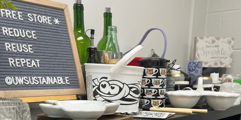 Free Store sign with assorted items available