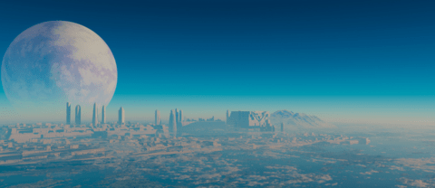 Sci-fi rendering of a future city