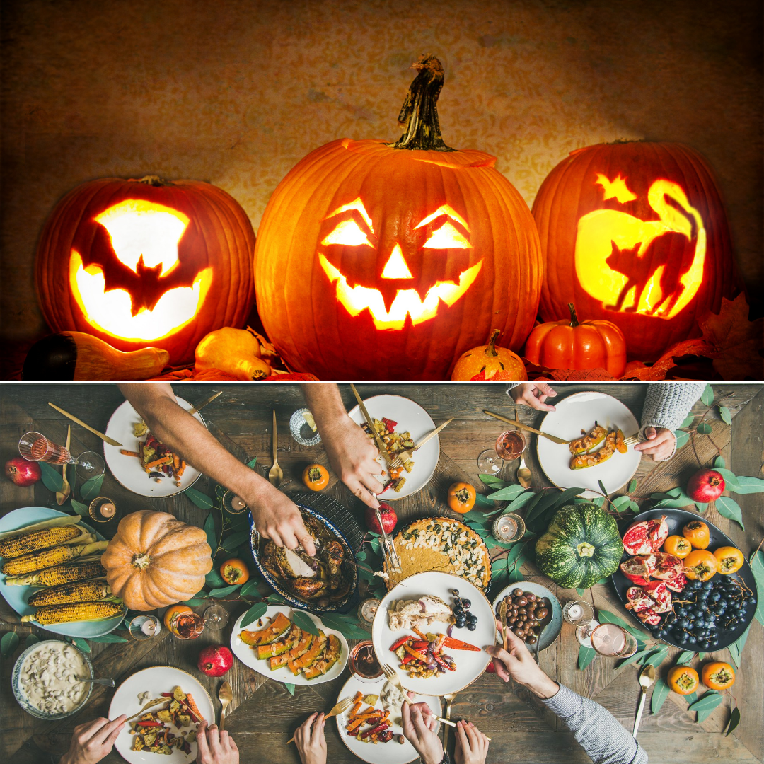 Halloween pumpkins and Thanksgiving dinner