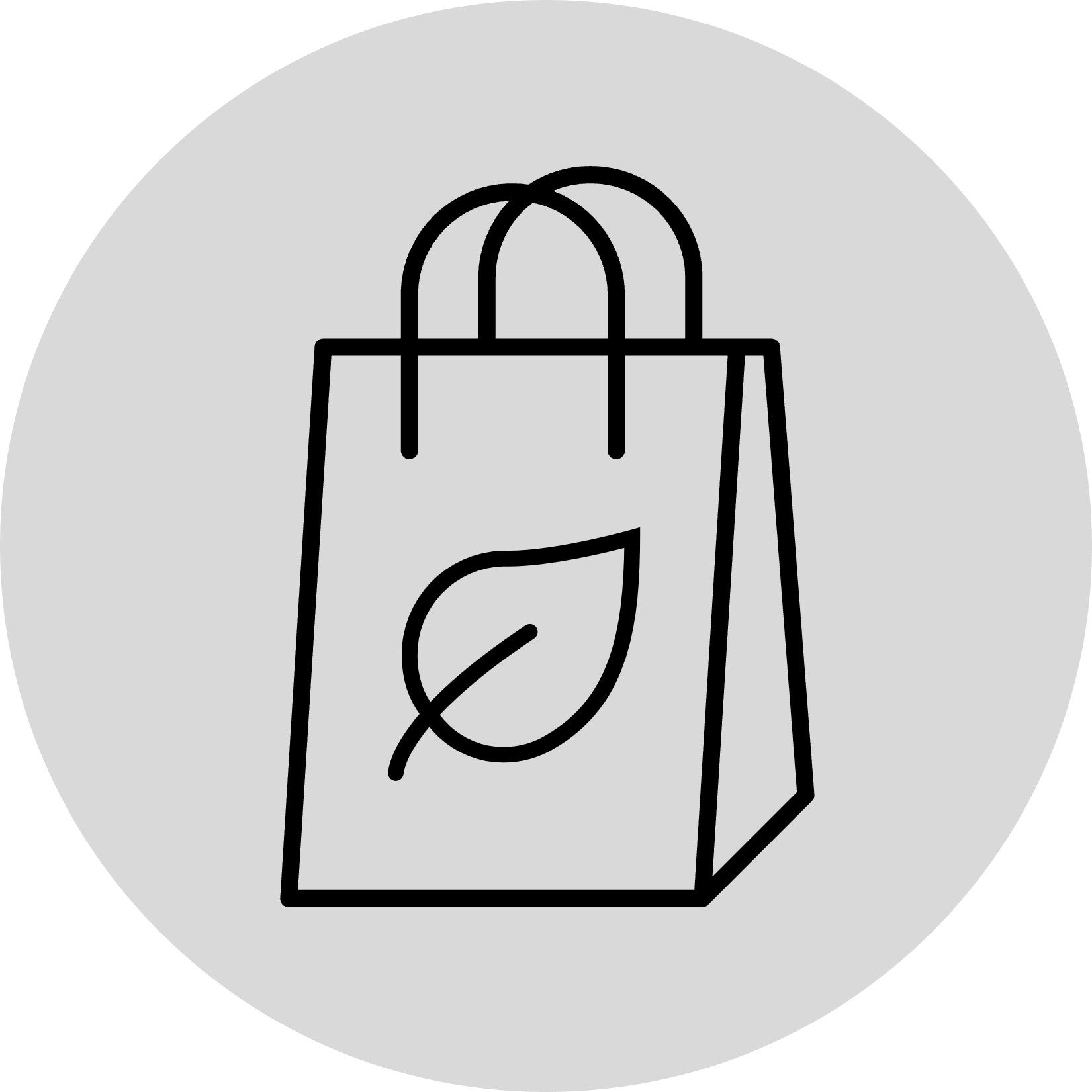 Shopping bag with leaf line icon