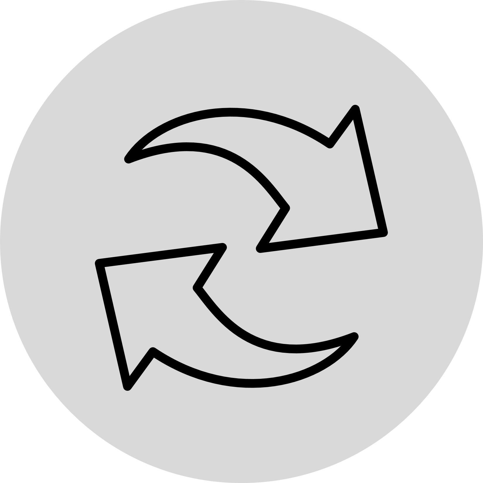 Two arrow line icons representing circular economy