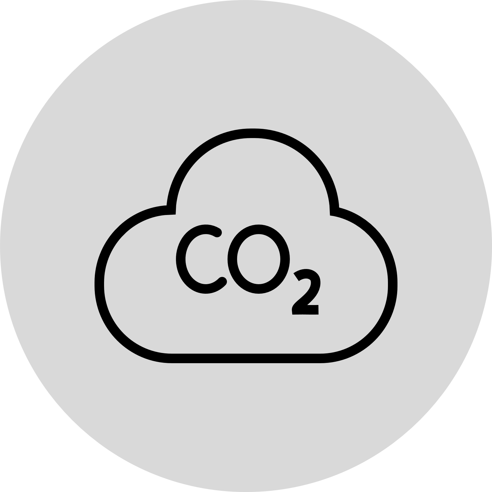 CO2 text in centre of cloud line icon