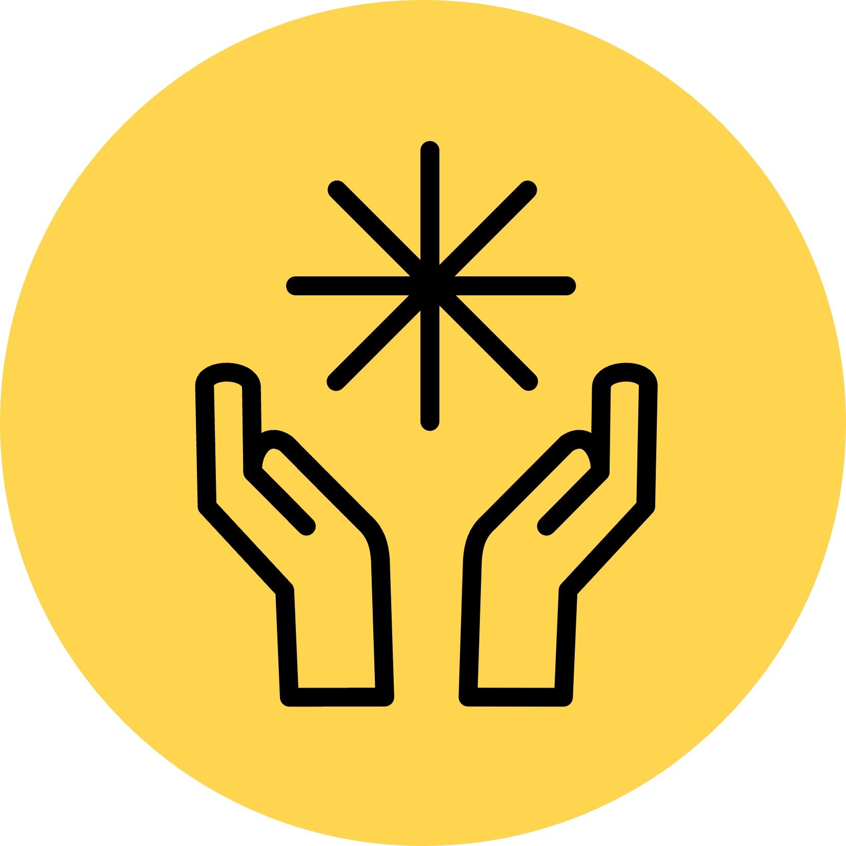 Two hands with star line icon