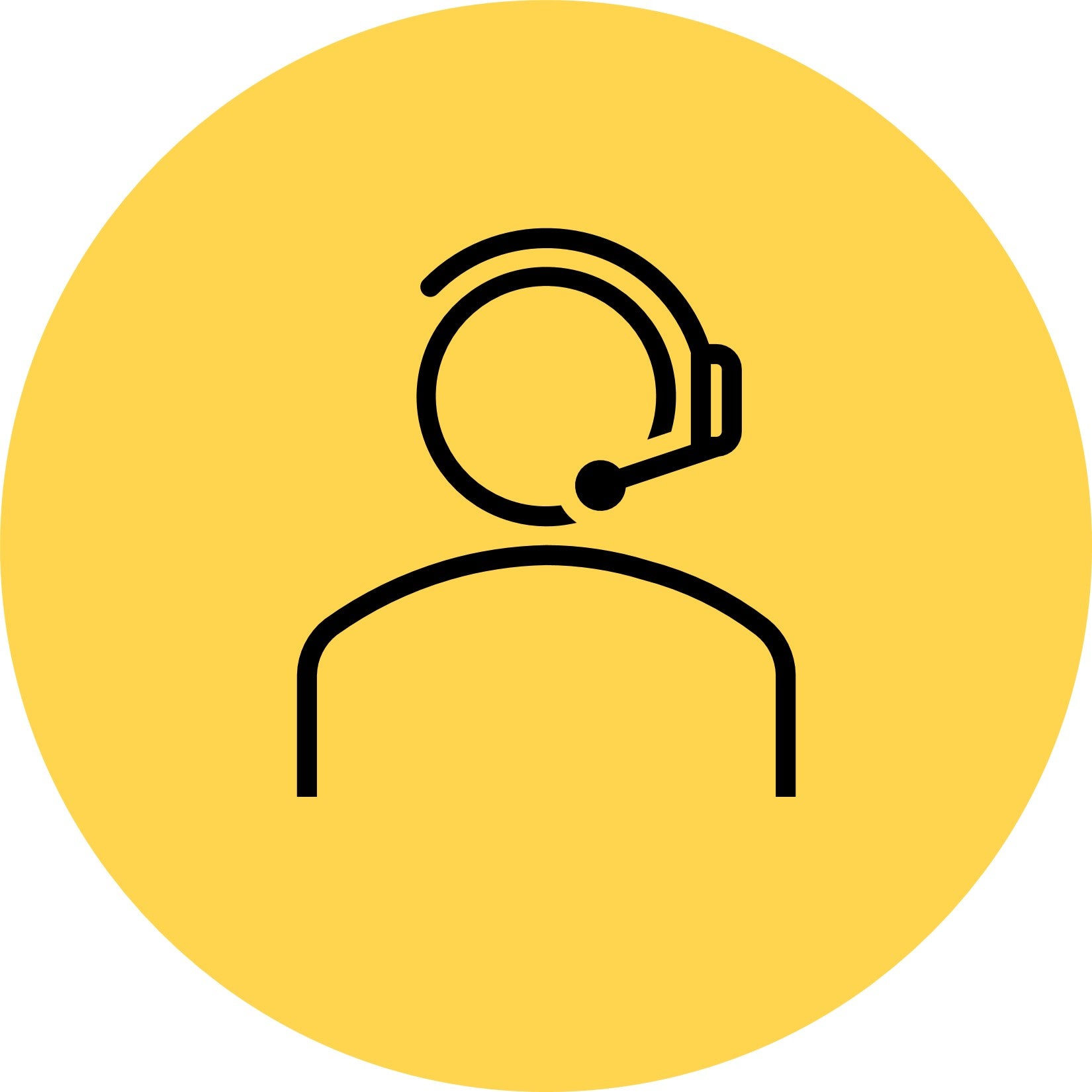 Line icon of person with headset on
