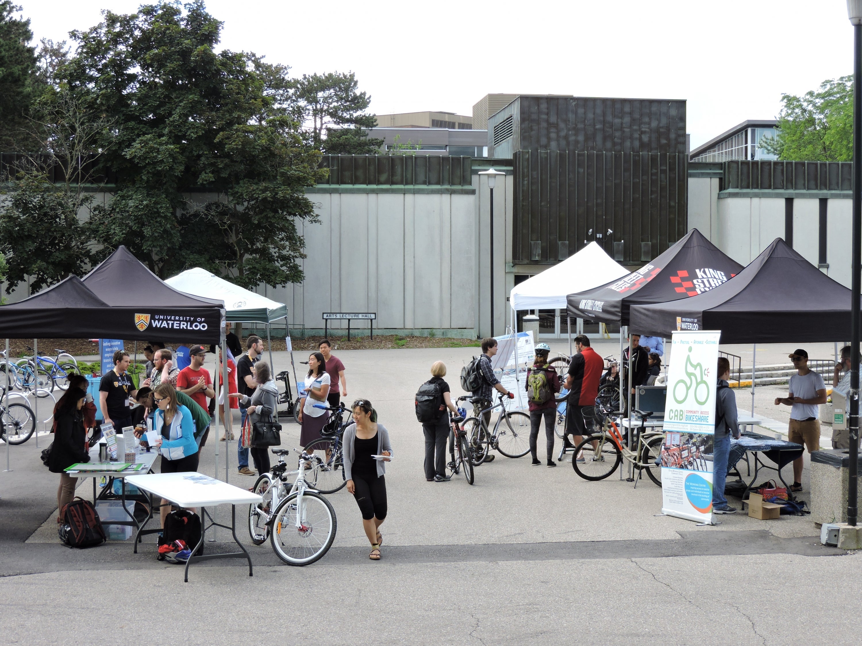 View of the booths at Bike Day in the Arts Quad