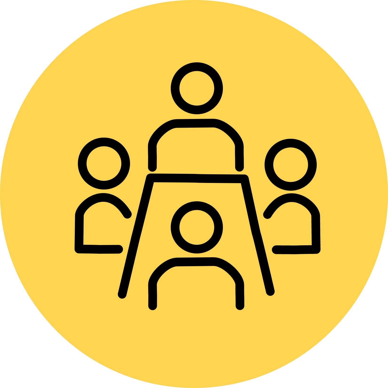 Group around a table line icon