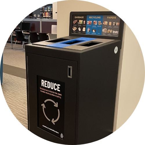 3 stream waste receptacle in Dana Porter library