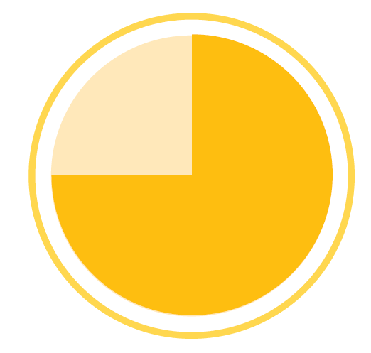 Pie chart 75% complete - mostly complete