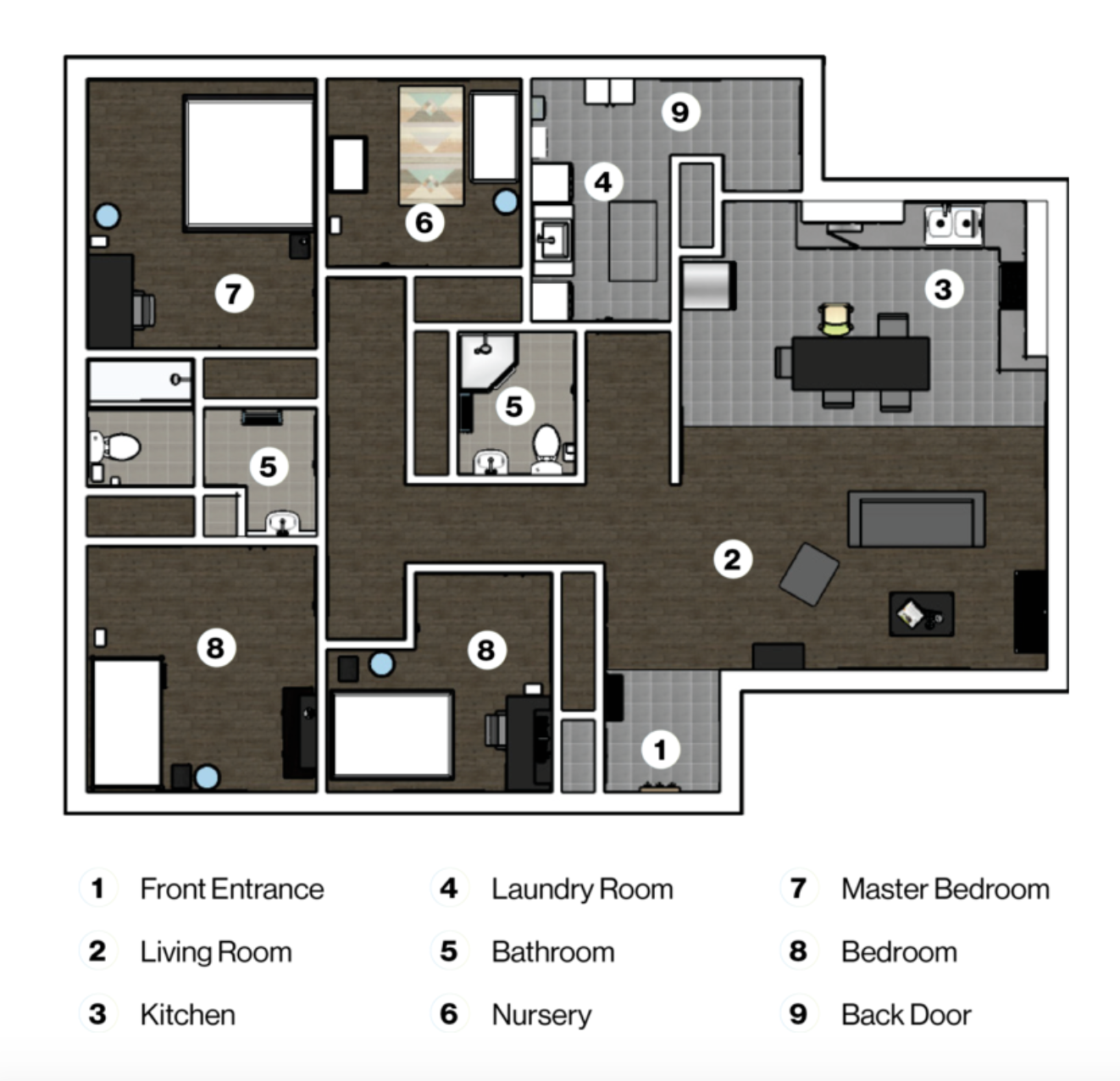 Floor plan of the Warrior Home house