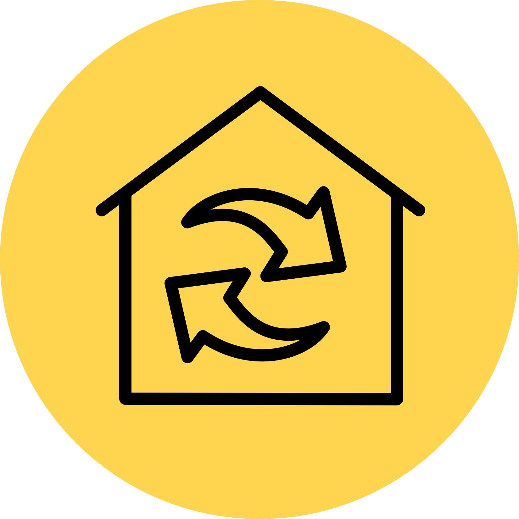 House with recycling logo line icon