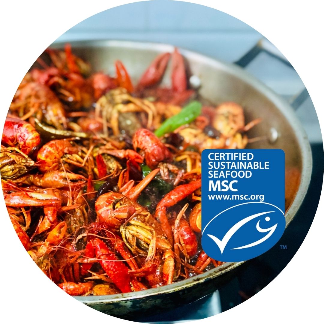 Seafood dish with MSC logo 