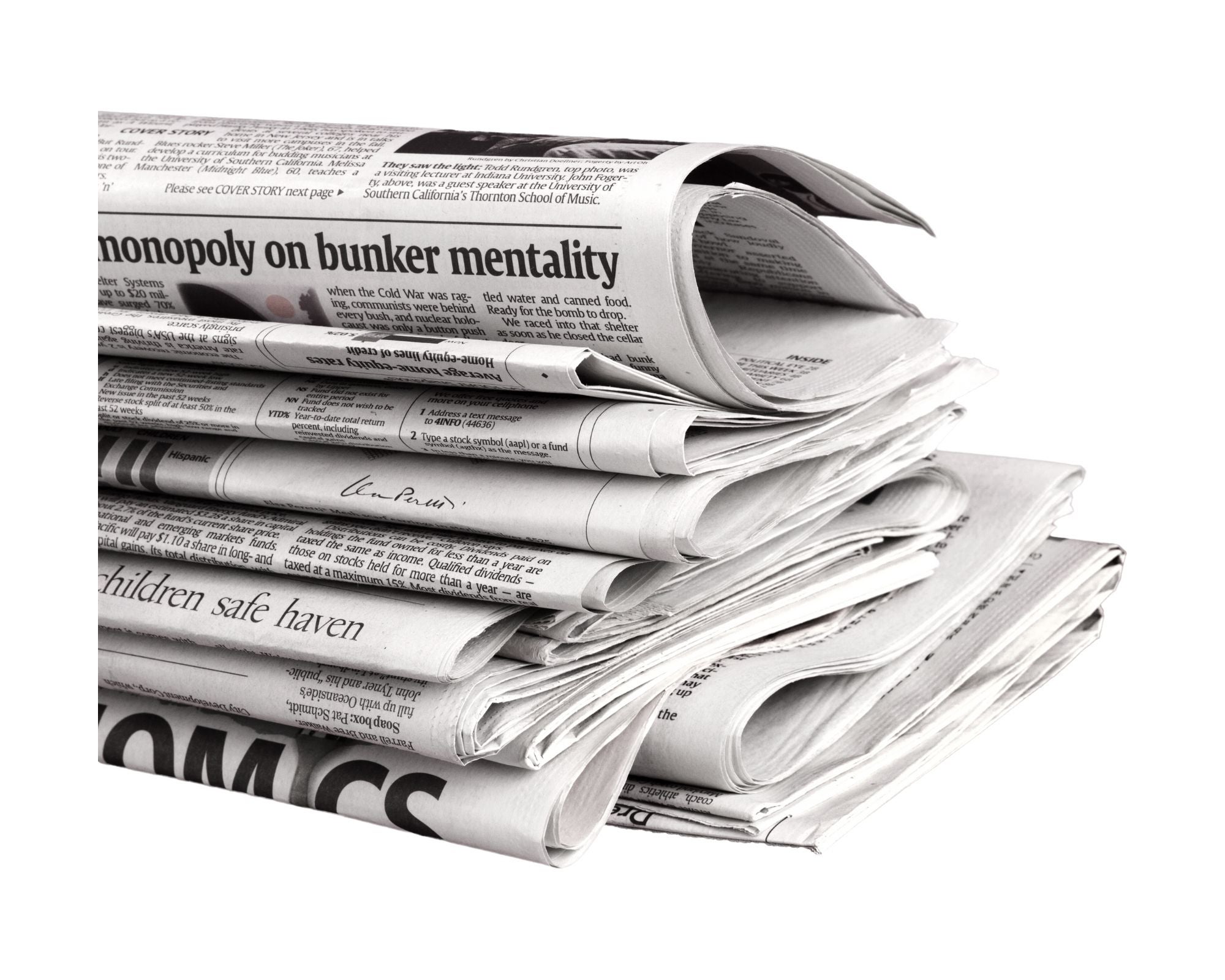 pile of folded newspaper
