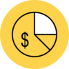 Icon of pie chart with money symbol