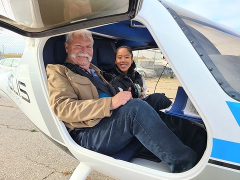 James from Transport Canada and UW Aviation student Caitlin in the Velis 