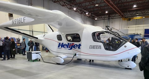 Helijet's Beta ALIA CX300 e-plane