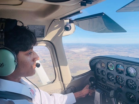 Ashveen during flight 