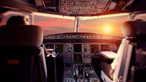 View of sunrise from cockpit