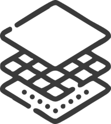 Three square-shaped layers, stacked.