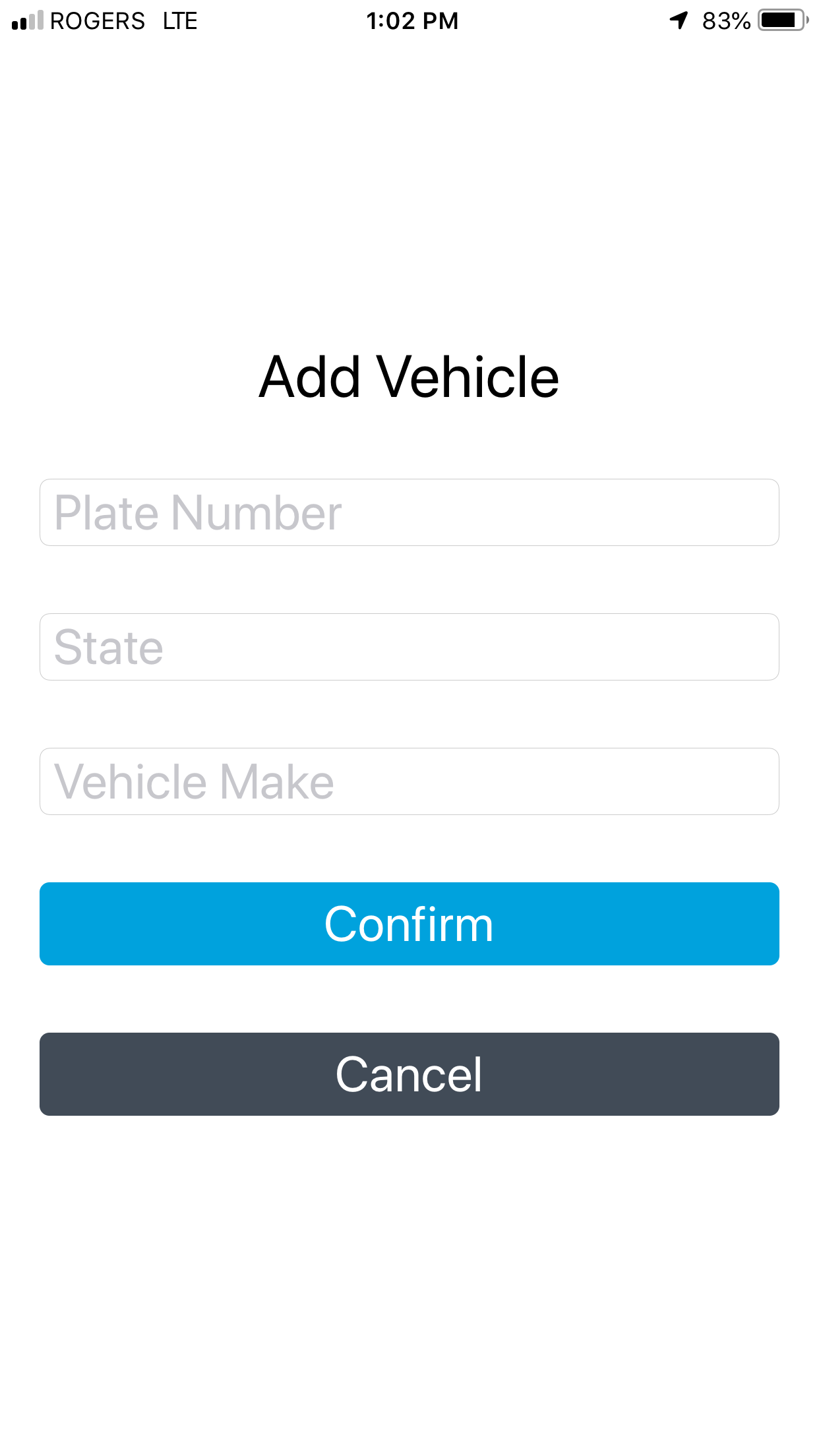AMP mobile application add a vehicle screen